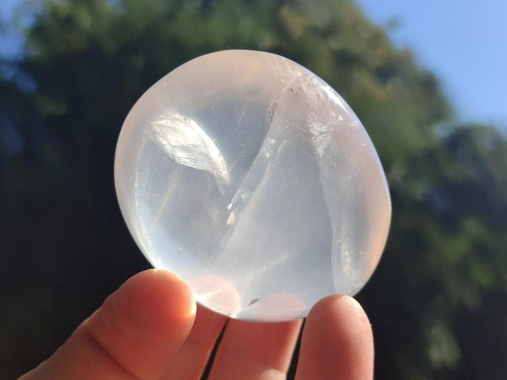 Polished Girasol Pearl Quartz Palm Stones x 24 From Ambatondrazaka, Madagascar - Toprock Gemstones and Minerals 