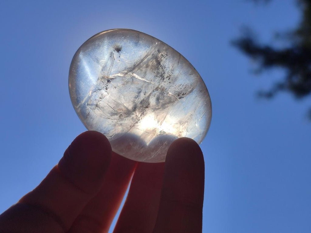 Polished Girasol Pearl Quartz Palm Stones x 24 From Ambatondrazaka, Madagascar - Toprock Gemstones and Minerals 