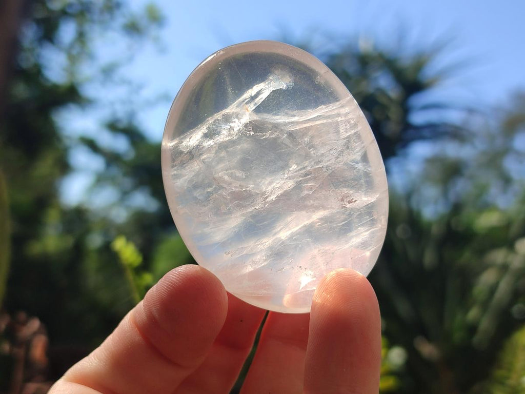 Polished Girasol Pearl Quartz Palm Stones x 24 From Ambatondrazaka, Madagascar - Toprock Gemstones and Minerals 