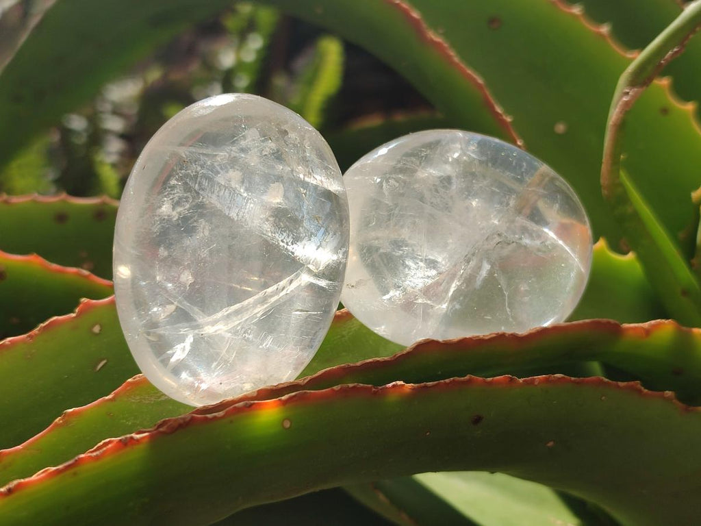 Polished Girasol Pearl Quartz Palm Stones x 24 From Ambatondrazaka, Madagascar - Toprock Gemstones and Minerals 
