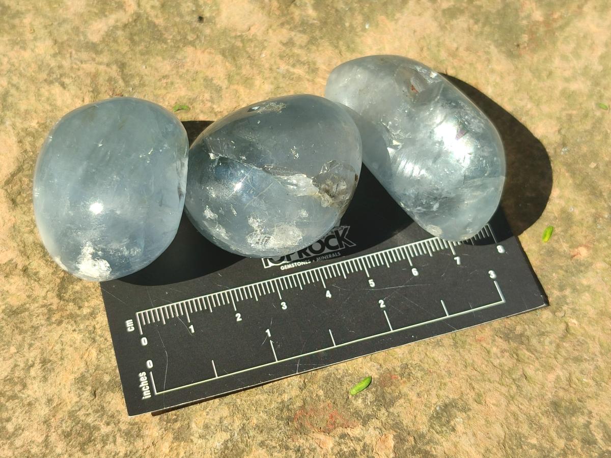 Polished Mini Blue Celestite Free Forms x 40 From Sakoany, Madagascar - Toprock Gemstones and Minerals 