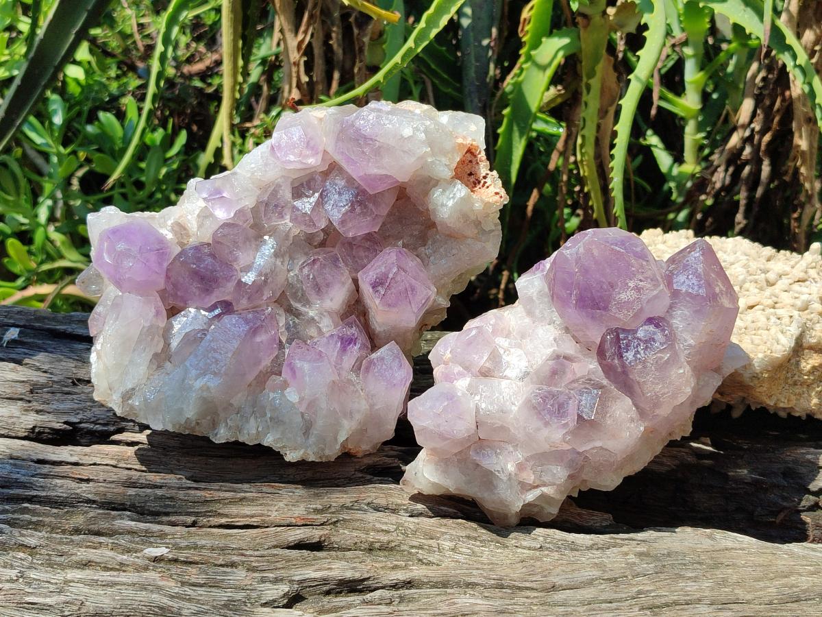 Natural Jacaranda Amethyst Crystal Clusters x 2 From Mumbwa, Zambia - Toprock Gemstones and Minerals 