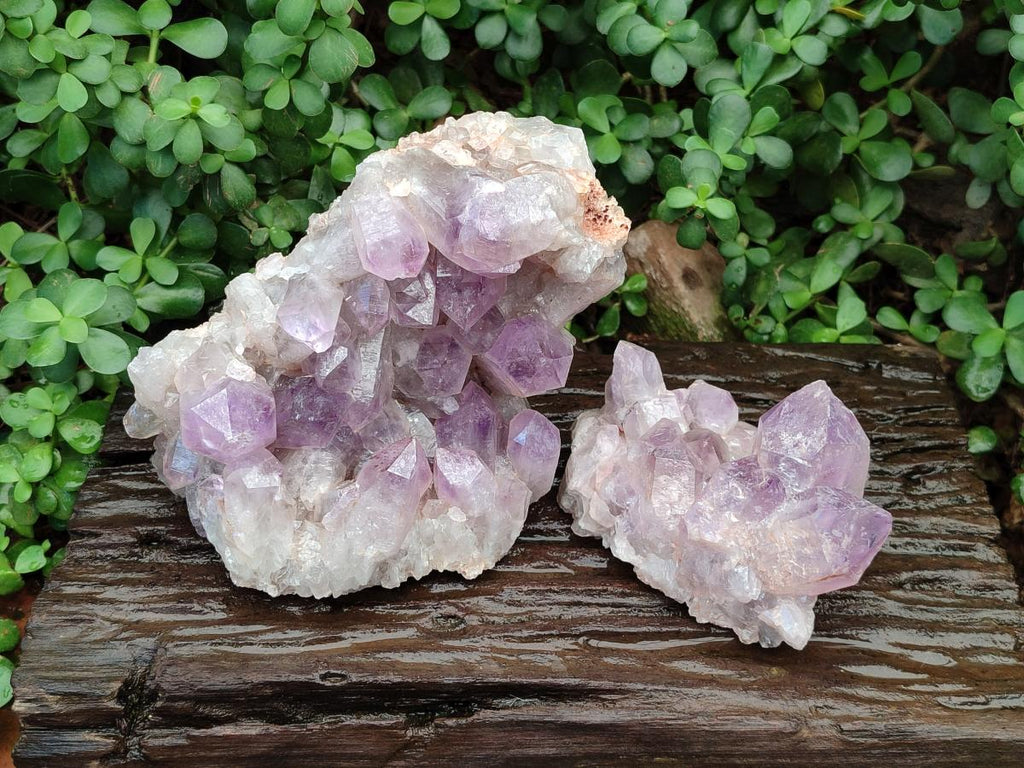 Natural Jacaranda Amethyst Crystal Clusters x 2 From Mumbwa, Zambia - Toprock Gemstones and Minerals 