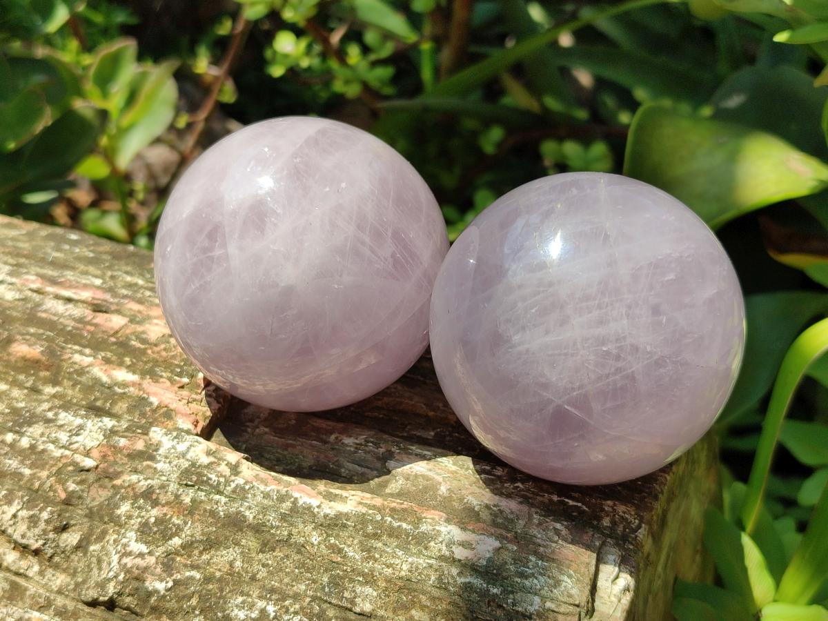 Polished Gemmy Blue Star Rose Girasol Quartz Spheres x 3 From Madagascar - Toprock Gemstones and Minerals 