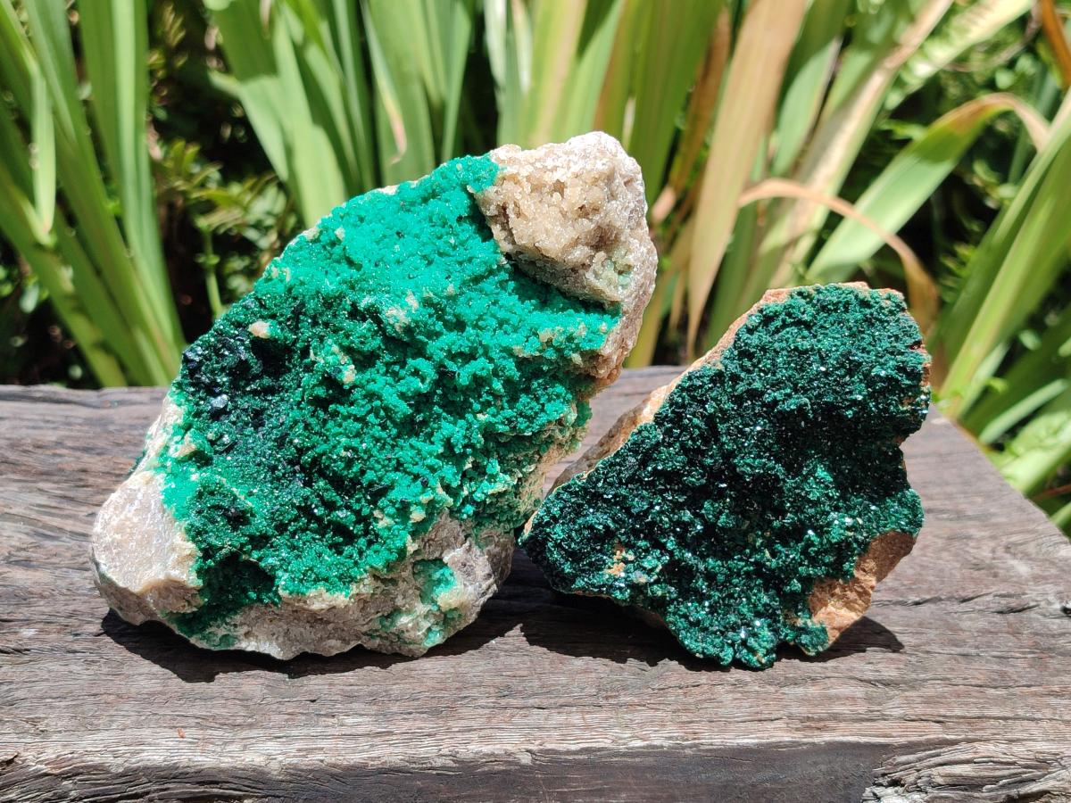 Natural Crystalline Malachite Specimens x 2 From Tenke Fungurume, Congo - Toprock Gemstones and Minerals 