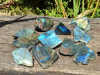 Polished One Side Labradorite Specimens x 12 From Madagascar - Toprock Gemstones and Minerals 