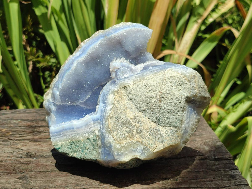 Natural Blue Lace Agate Geode Specimens x 2 From Nsanje, Malawi - Toprock Gemstones and Minerals 