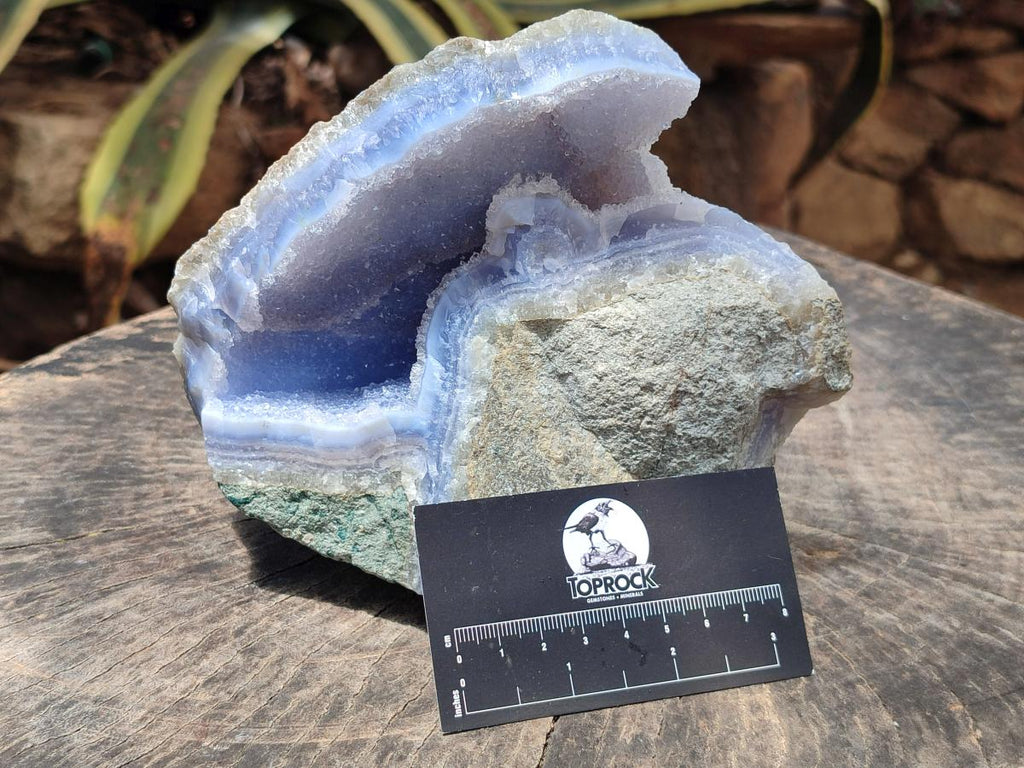 Natural Blue Lace Agate Geode Specimens x 2 From Nsanje, Malawi - Toprock Gemstones and Minerals 