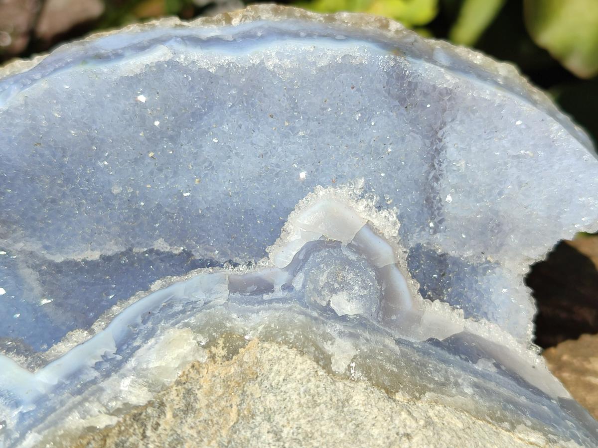 Natural Blue Lace Agate Geode Specimens x 2 From Nsanje, Malawi - Toprock Gemstones and Minerals 