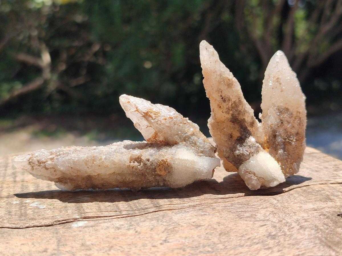 Natural Drusy Quartz Coated Spearhead Calcite Crystals x 12 From Albert's Mountain, Lesotho - Toprock Gemstones and Minerals 
