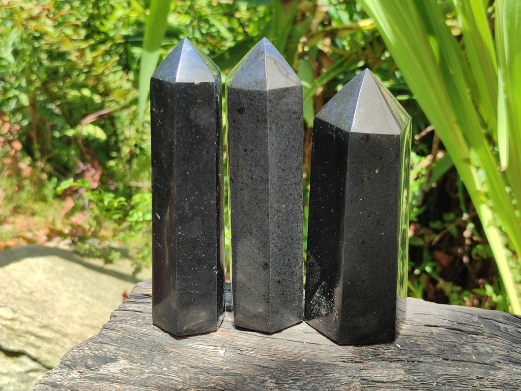 Polished Black Basalt Display Crystals x 6 From Madagascar - Toprock Gemstones and Minerals 