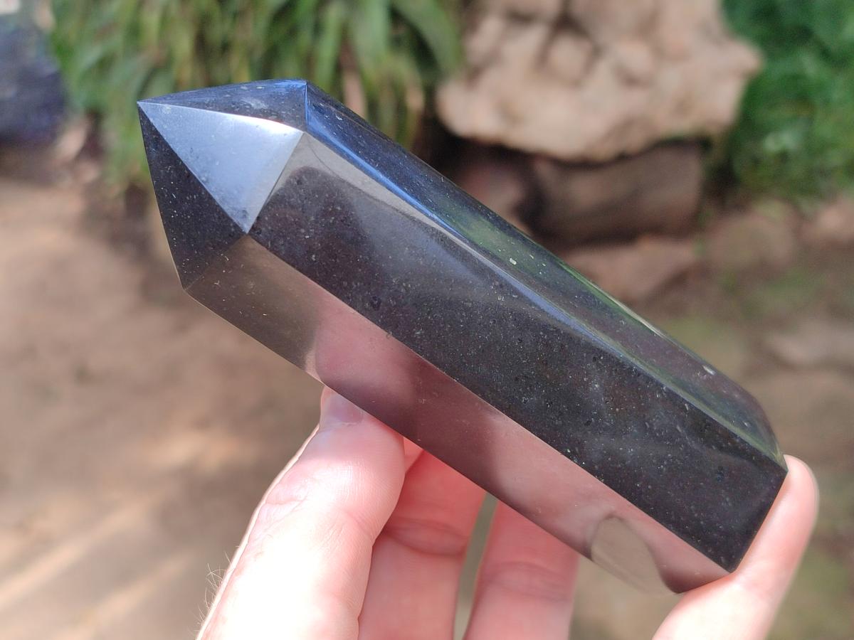 Polished Black Basalt Display Crystals x 6 From Madagascar - Toprock Gemstones and Minerals 