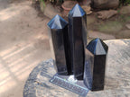 Polished Black Basalt Display Crystals x 6 From Madagascar - Toprock Gemstones and Minerals 