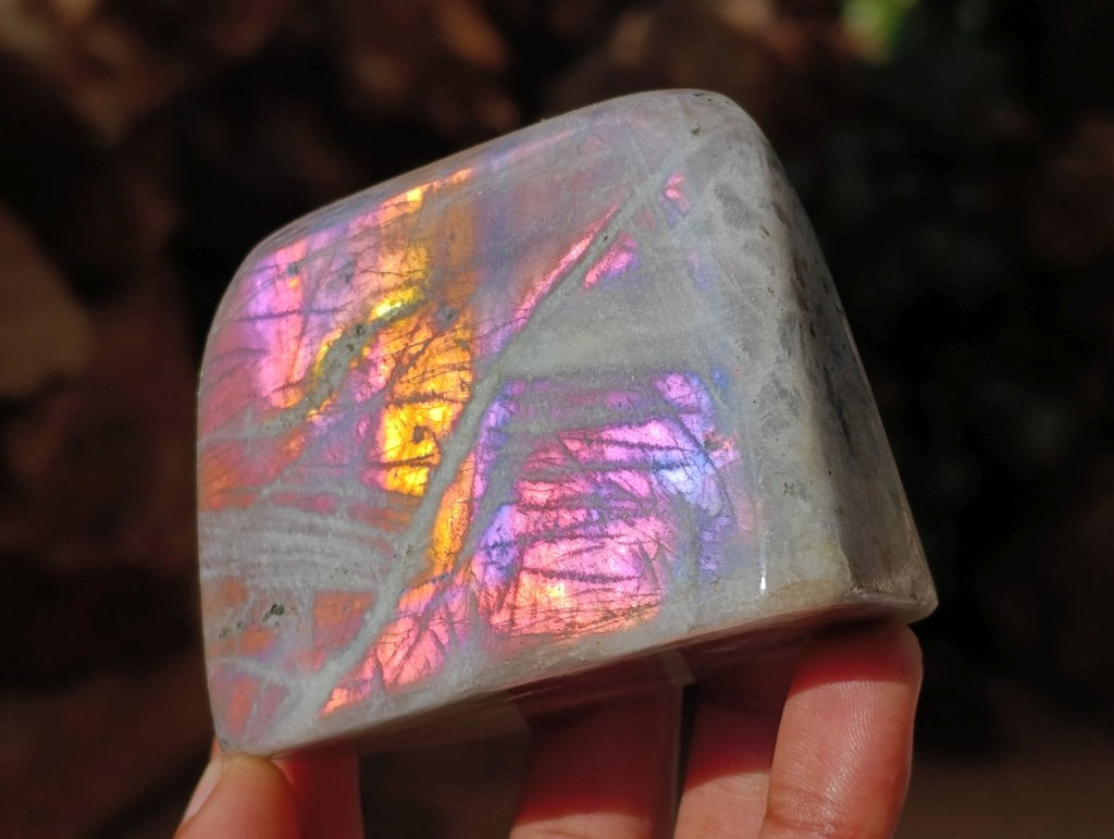 Polished Rare Purple Sunset Flash Labradorite Standing Free Forms x 6 From Madagascar - Toprock Gemstones and Minerals 
