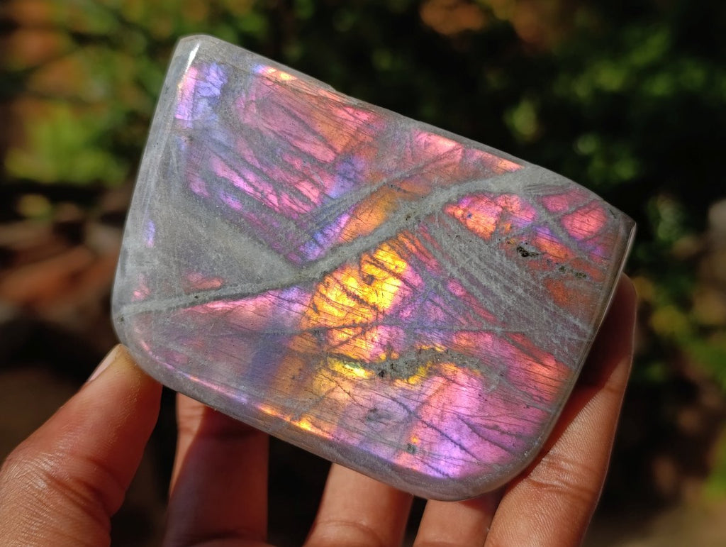 Polished Rare Purple Sunset Flash Labradorite Standing Free Forms x 6 From Madagascar - Toprock Gemstones and Minerals 