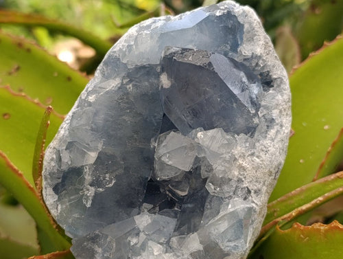 Natural Blue Celestite Geode Cluster Specimens x 2 From Sakoany, Madagascar