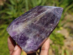 Polished Dark Purple Chevron Amethyst Crystals x 3 From Zambia - Toprock Gemstones and Minerals 