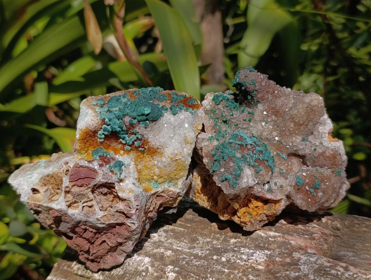 Natural Silky Ball Malachite and Drusy Quartz on Dolomite Specimens x 4 From Mindingi Mine, Kambove, Congo - Toprock Gemstones and Minerals 