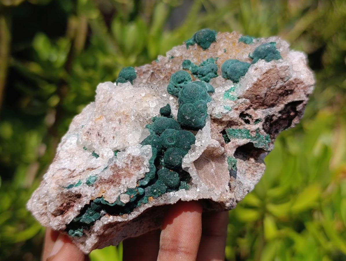 Natural Silky Ball Malachite and Drusy Quartz on Dolomite Specimens x 4 From Mindingi Mine, Kambove, Congo - Toprock Gemstones and Minerals 