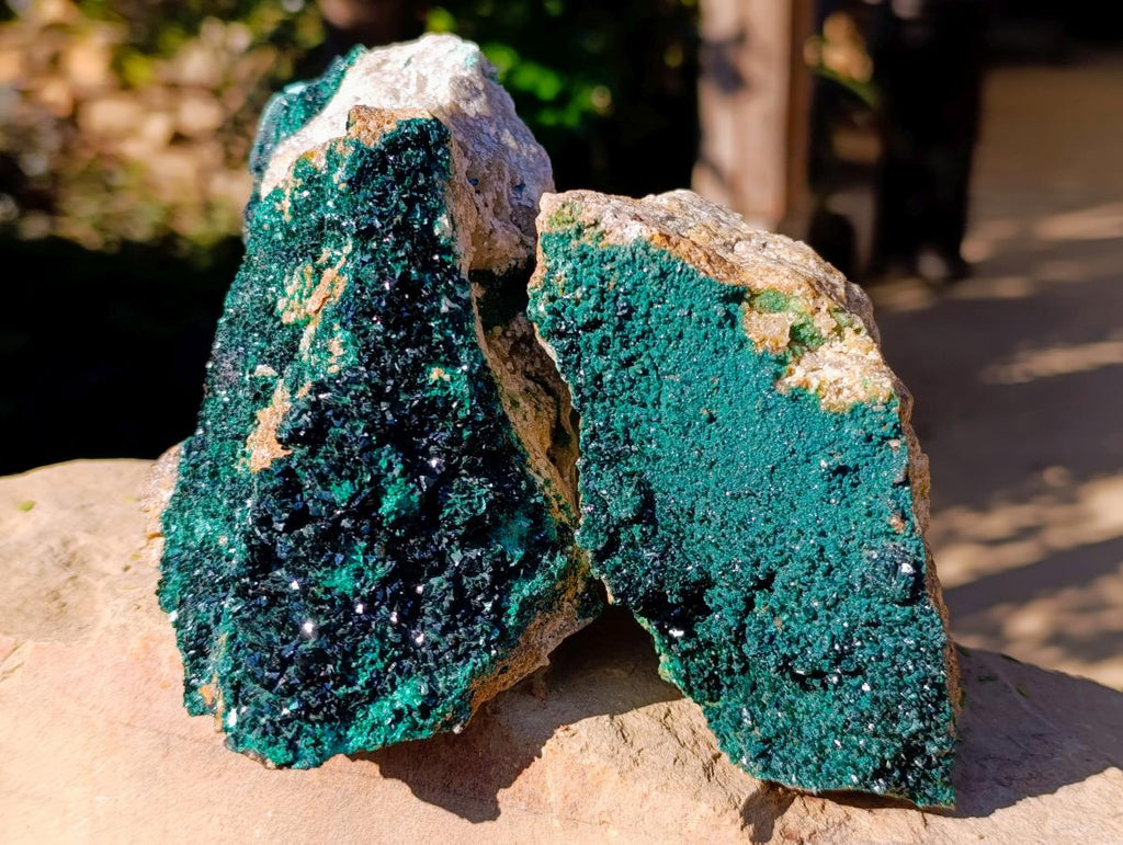 Natural Crystalline Malachite Specimens x 2 From Tenke Fungurume, Congo - Toprock Gemstones and Minerals 