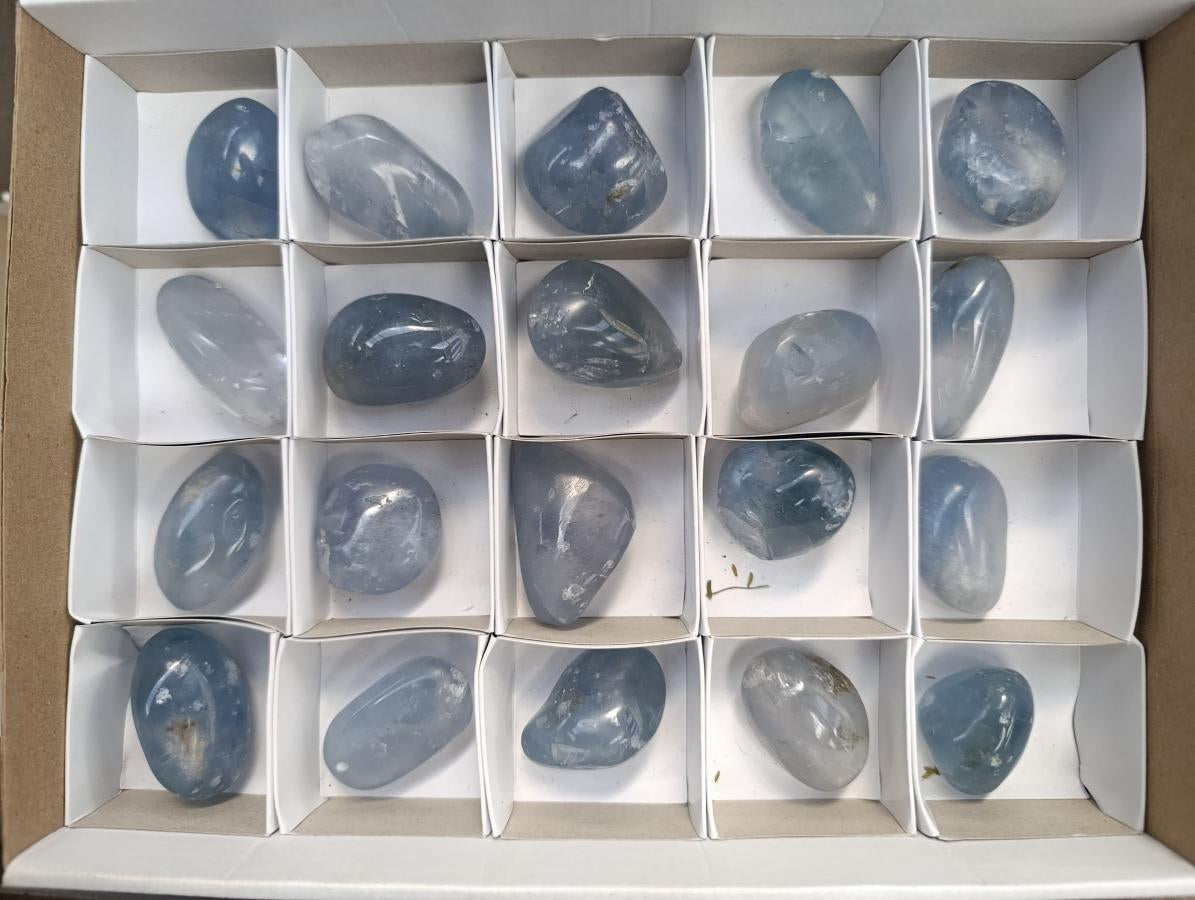 Polished Blue Celestite Free Forms x 20 From Sakoany, Madagascar - Toprock Gemstones and Minerals 