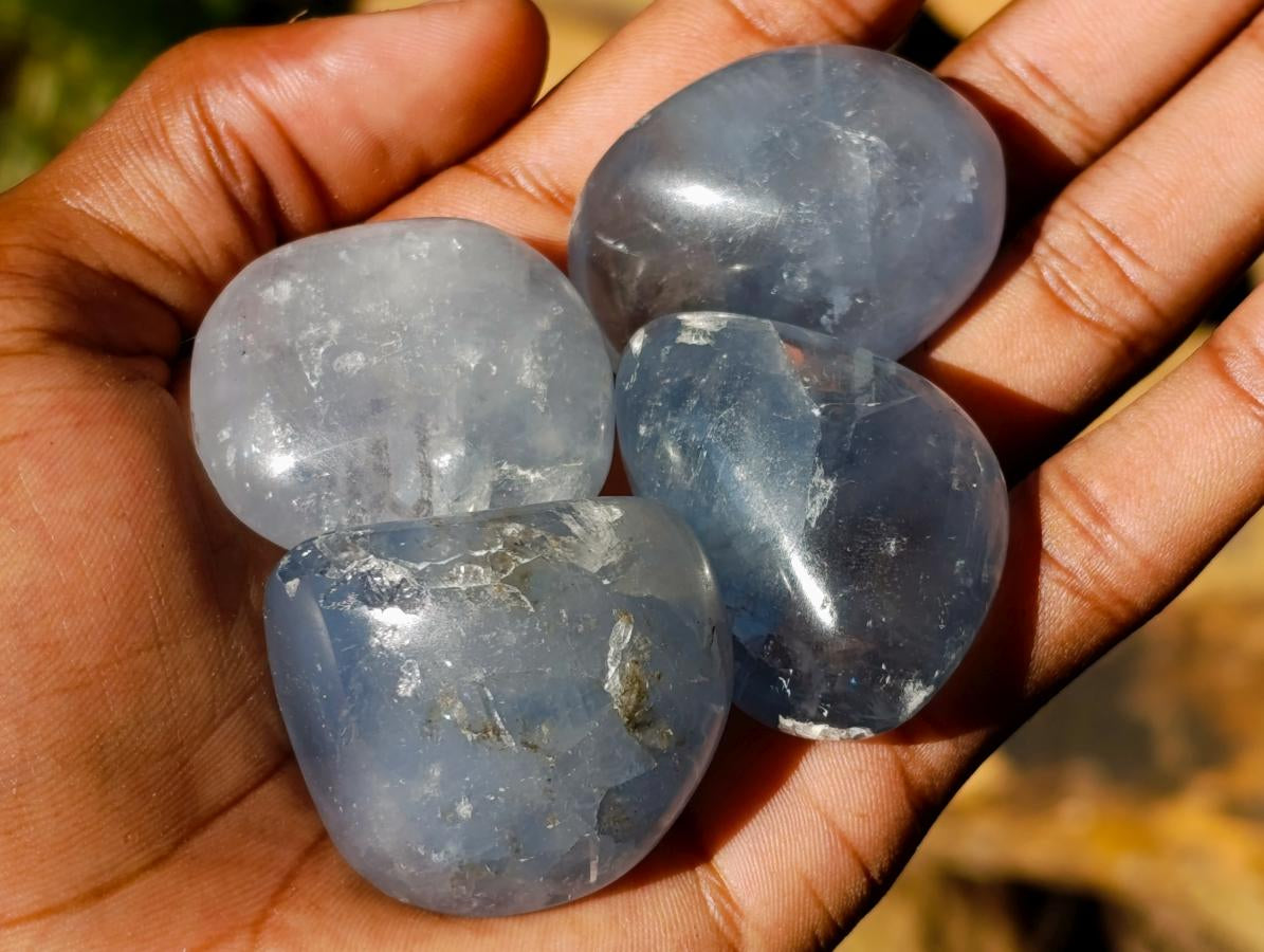 Polished Blue Celestite Free Forms x 20 From Sakoany, Madagascar - Toprock Gemstones and Minerals 