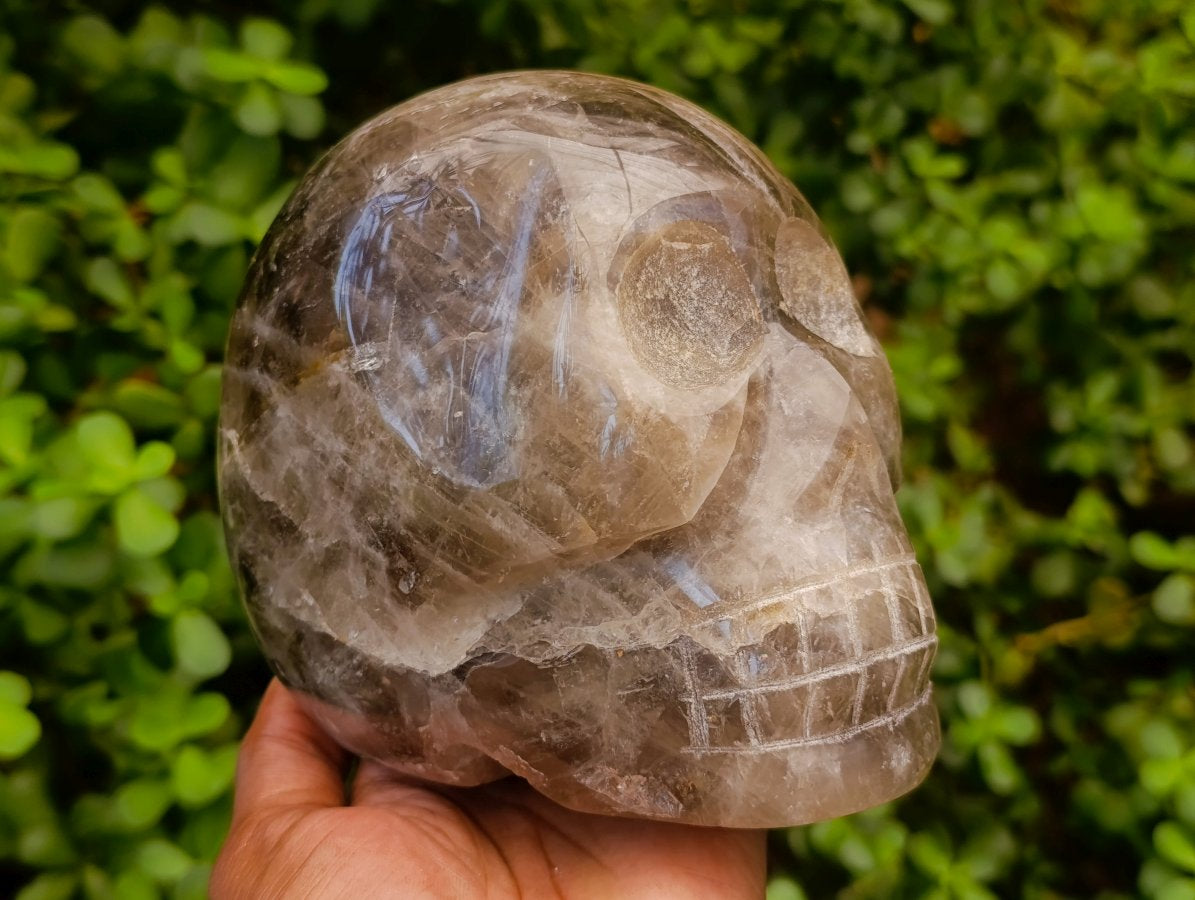 Hand Made XL Smokey Quartz Skull x 1 From Madagascar - Toprock Gemstones and Minerals 