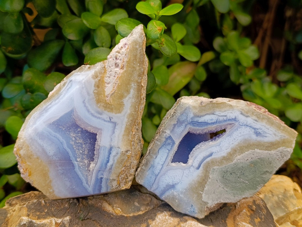 Polished One Side Blue Lace Agate Specimens x 6 From Nsanje, Malawi - Toprock Gemstones and Minerals 