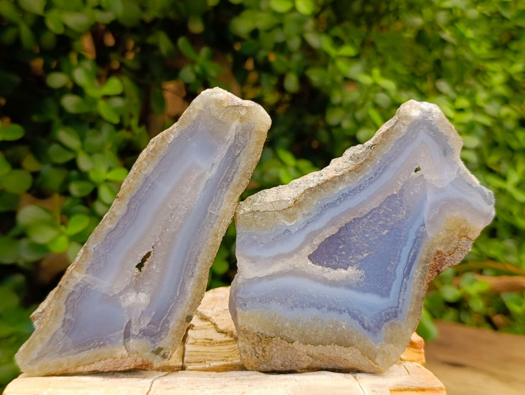Polished One Side Blue Lace Agate Specimens x 6 From Nsanje, Malawi - Toprock Gemstones and Minerals 