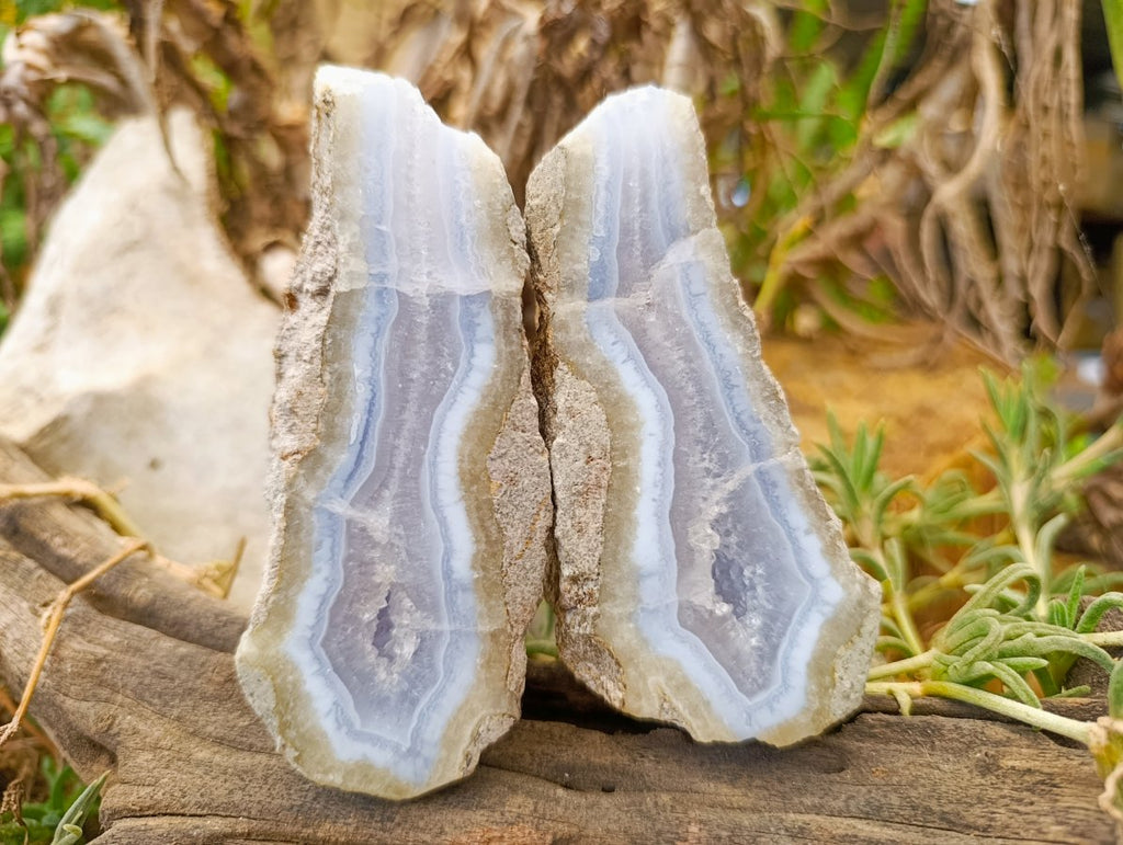 Polished One Side Blue Lace Agate Specimens x 6 From Nsanje, Malawi - Toprock Gemstones and Minerals 