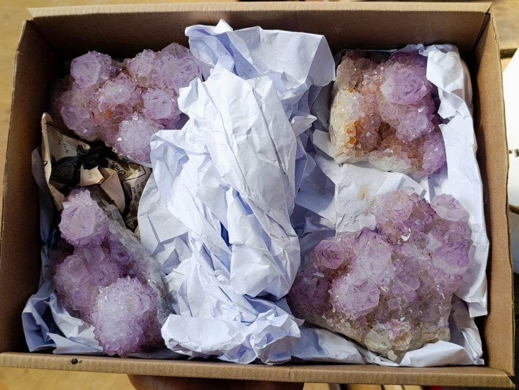 Natural Gemmy Amethyst Spirit Quartz Clusters x 4 From Boekenhouthoek, South Africa - Toprock Gemstones and Minerals 