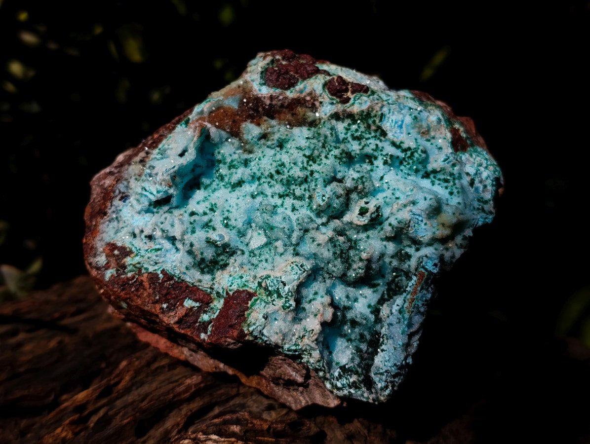 Natural Large Drusy Coated Chrysocolla with Malachite Specimen x 1 From Lupoto Mine, Congo - Toprock Gemstones and Minerals 