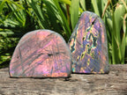 Polished Rare Purple Sunset Flash Labradorite Standing Free Forms x 3 From Madagascar - Toprock Gemstones and Minerals 
