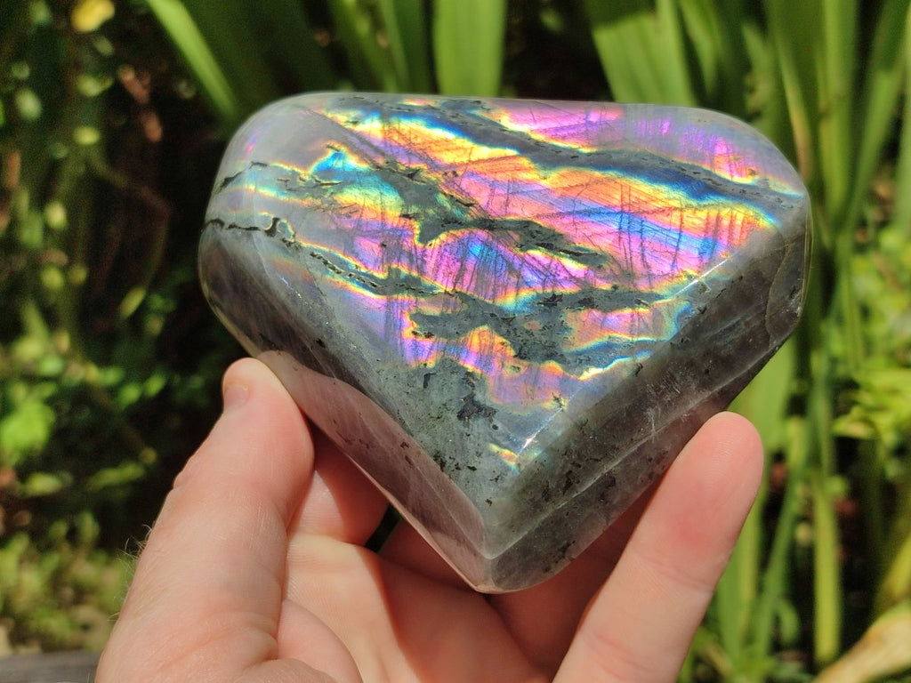 Polished Rare Purple Sunset Flash Labradorite Standing Free Forms x 3 From Madagascar - Toprock Gemstones and Minerals 