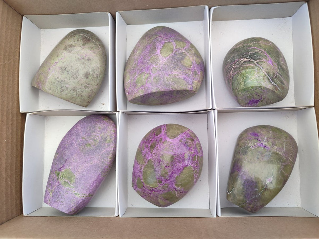 Polished Stichtite Standing Free Forms x 6 From Barberton, South Africa - Toprock Gemstones and Minerals 