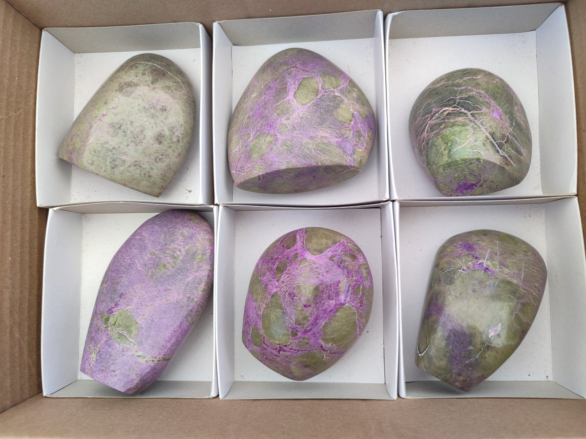 Polished Stichtite Standing Free Forms x 6 From Barberton, South Africa - Toprock Gemstones and Minerals 