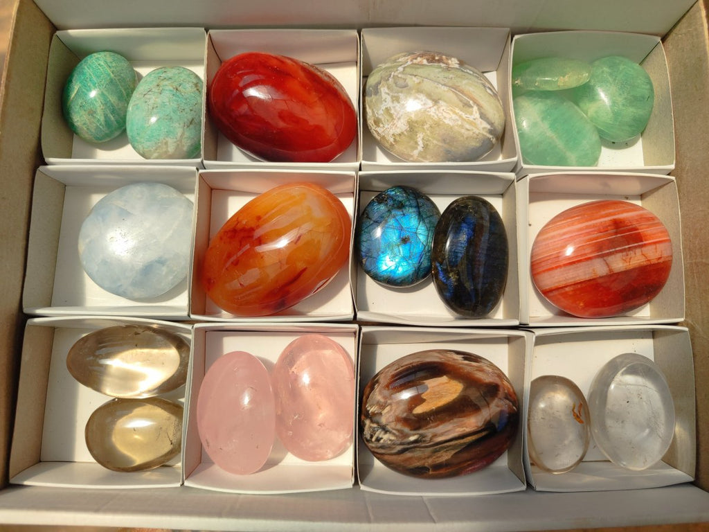 Polished Multi Mineral Galets x 12 From Madagascar - Toprock Gemstones and Minerals 