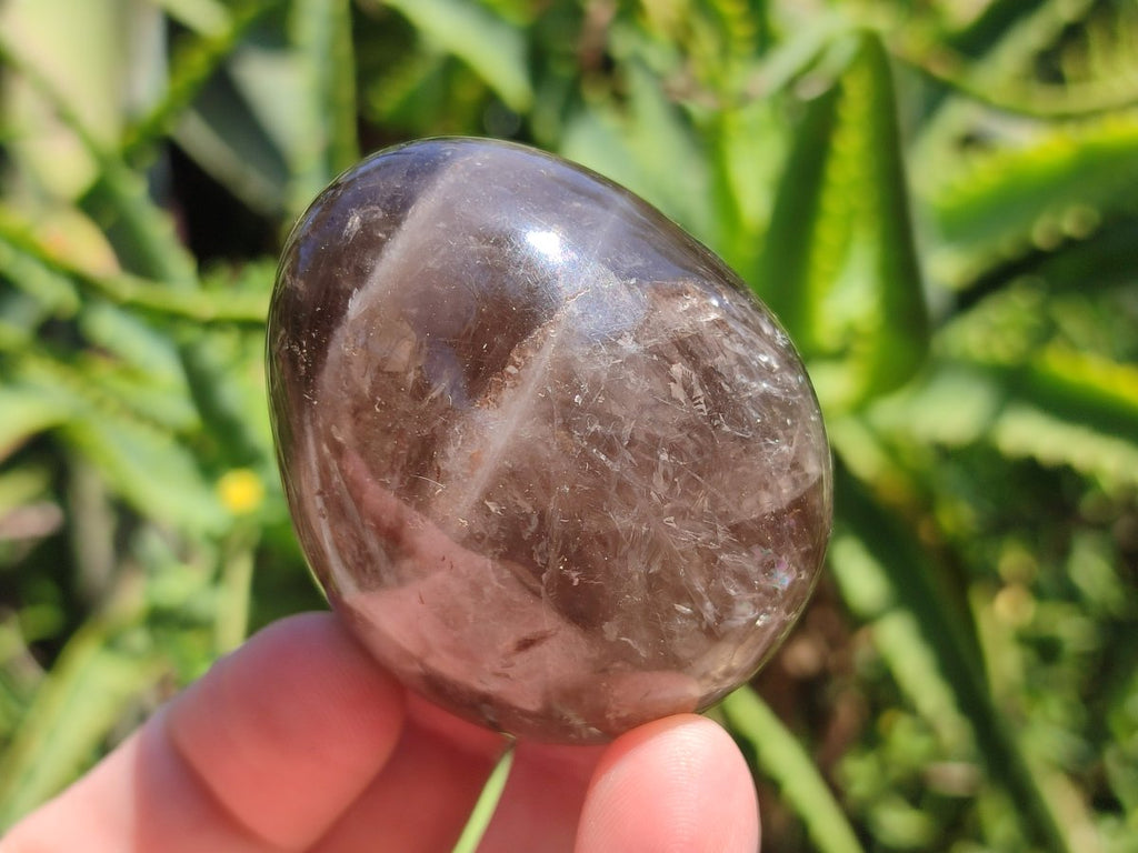 Polished Smokey Window Quartz Eggs x 6 From Madagascar - Toprock Gemstones and Minerals 