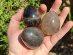 Polished Smokey Window Quartz Eggs x 6 From Madagascar - Toprock Gemstones and Minerals 