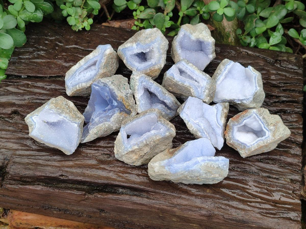 Natural Blue Lace Agate Clusters Specimens x 12 From Nsanje, Malawi - Toprock Gemstones and Minerals 