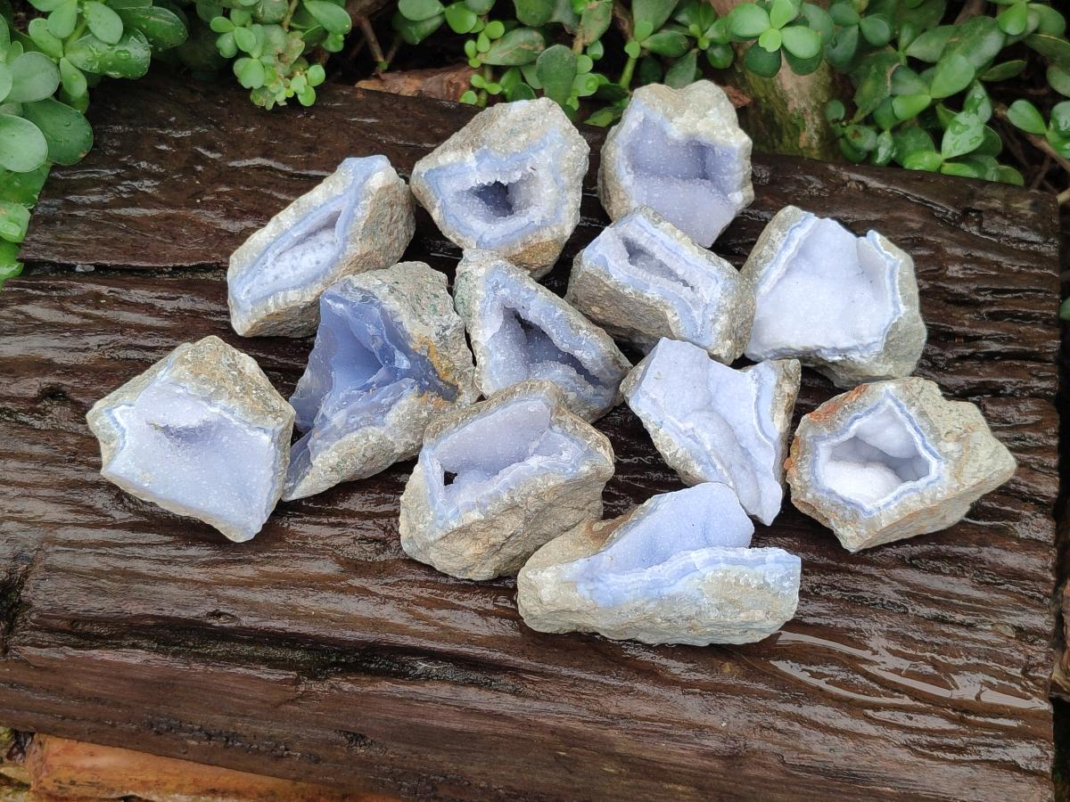 Natural Blue Lace Agate Clusters Specimens x 12 From Nsanje, Malawi - Toprock Gemstones and Minerals 