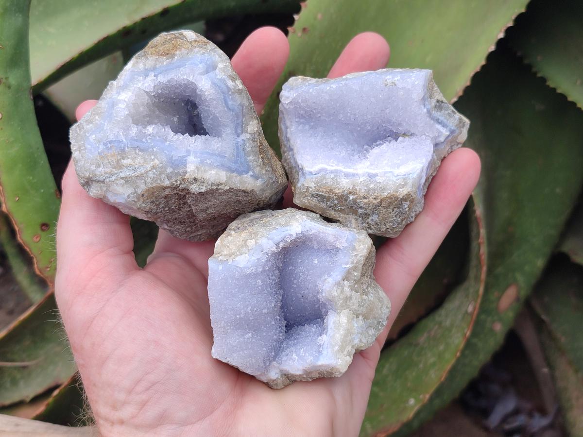 Natural Blue Lace Agate Clusters Specimens x 12 From Nsanje, Malawi - Toprock Gemstones and Minerals 