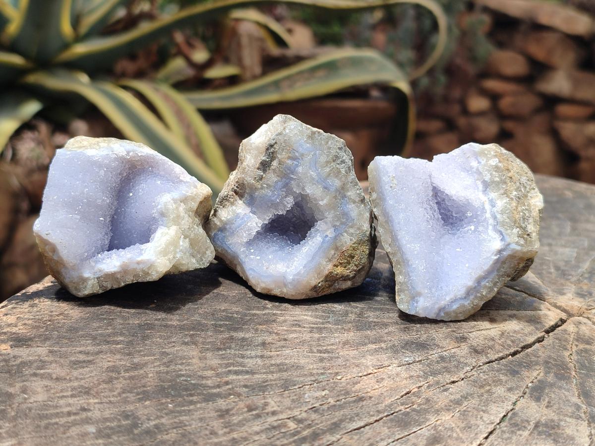Natural Blue Lace Agate Clusters Specimens x 12 From Nsanje, Malawi - Toprock Gemstones and Minerals 