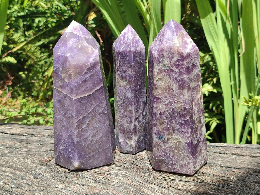 Polished Lepidolite With Pink Rubellite Tourmaline Display Crystals x 3 From Ambatondrazaka, Madagascar - Toprock Gemstones and Minerals 