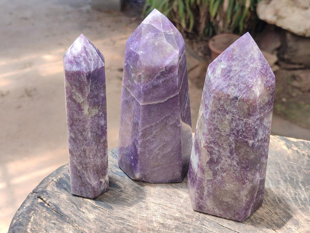 Polished Lepidolite With Pink Rubellite Tourmaline Display Crystals x 3 From Ambatondrazaka, Madagascar - Toprock Gemstones and Minerals 