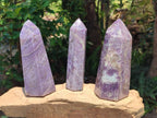 Polished Lepidolite With Pink Rubellite Tourmaline Display Crystals x 3 From Ambatondrazaka, Madagascar - Toprock Gemstones and Minerals 