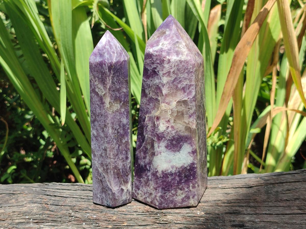 Polished Lepidolite With Pink Rubellite Tourmaline Display Crystals x 3 From Ambatondrazaka, Madagascar - Toprock Gemstones and Minerals 
