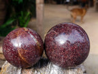 Polished Garnet Spheres x 2 From Mahajanga, Madagascar - Toprock Gemstones and Minerals 