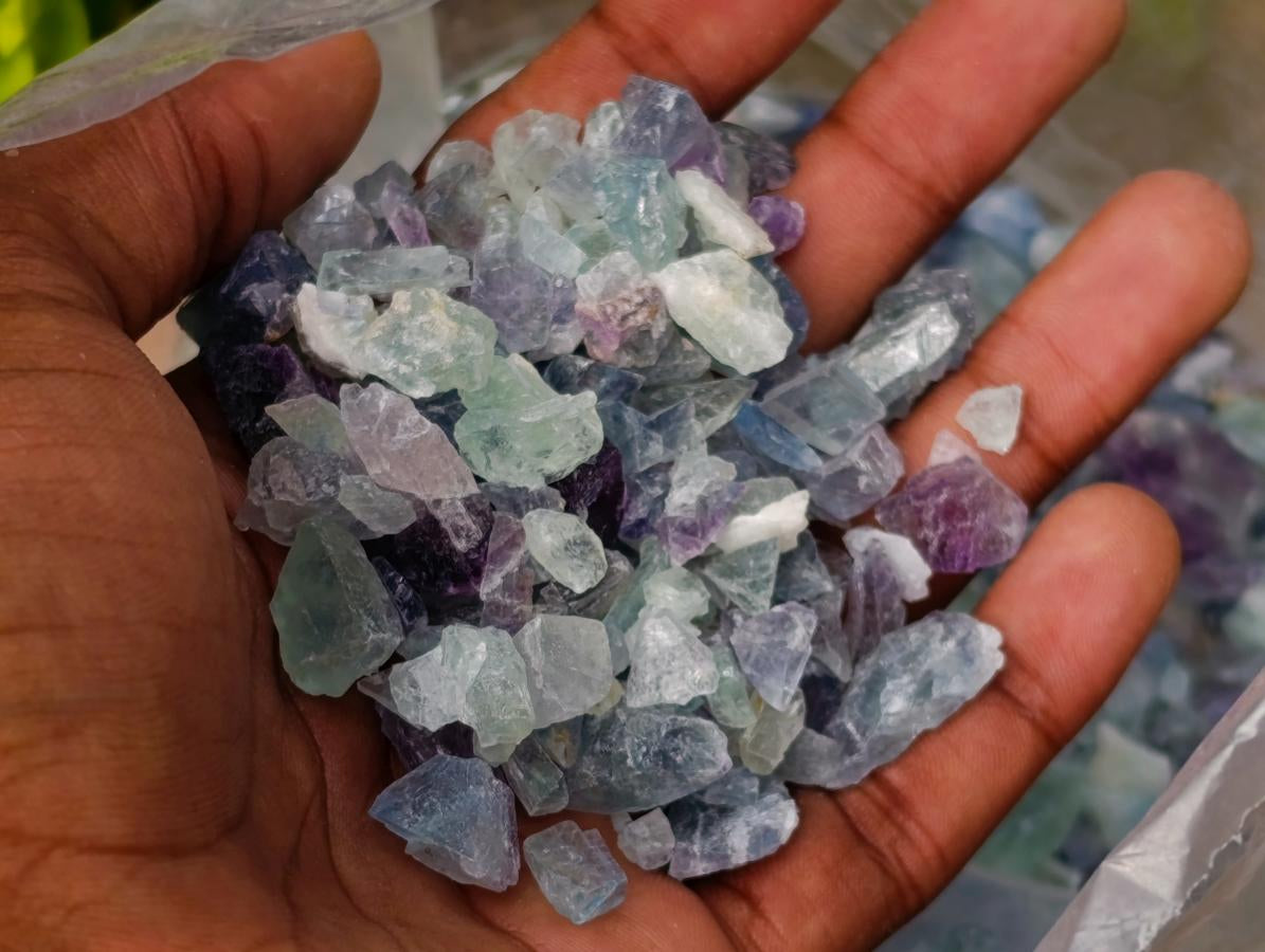 Natural Watermelon Fluorite Small Chips x 3.1kg Lot From Uis, Namibia - Toprock Gemstones and Minerals 