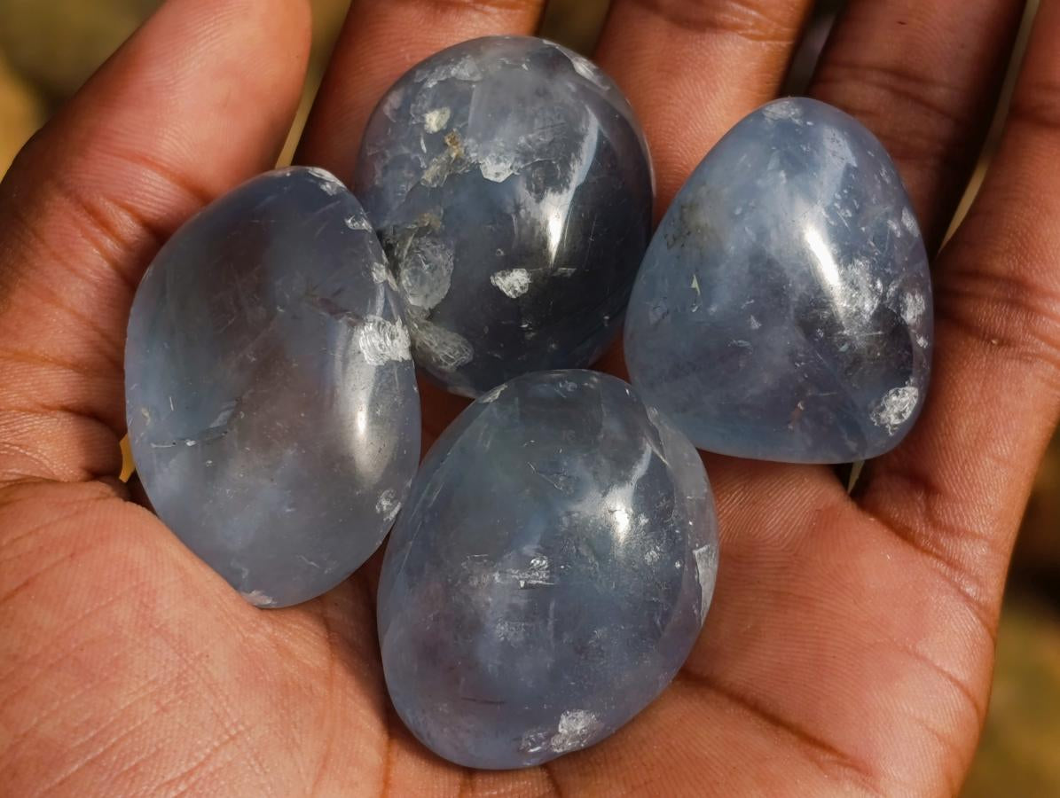 Polished Mini Blue Celestite Free Form Crystals x 20 From Sakoany, Madagascar - Toprock Gemstones and Minerals 